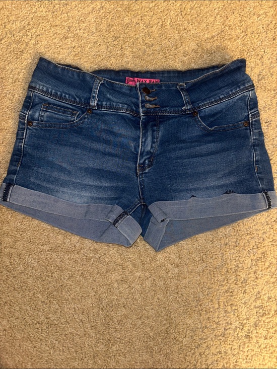 Wax Jean Pants - Wax Jean Dark Blue Rolled Hem Denim Shorts